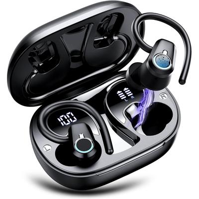 Căști Bluetooth Wireless cu Căști Duble, Afișaj Digital, Design Suspendat pentru Afaceri Sport, Căști In-Ear cu Reducere a Zgomotului.