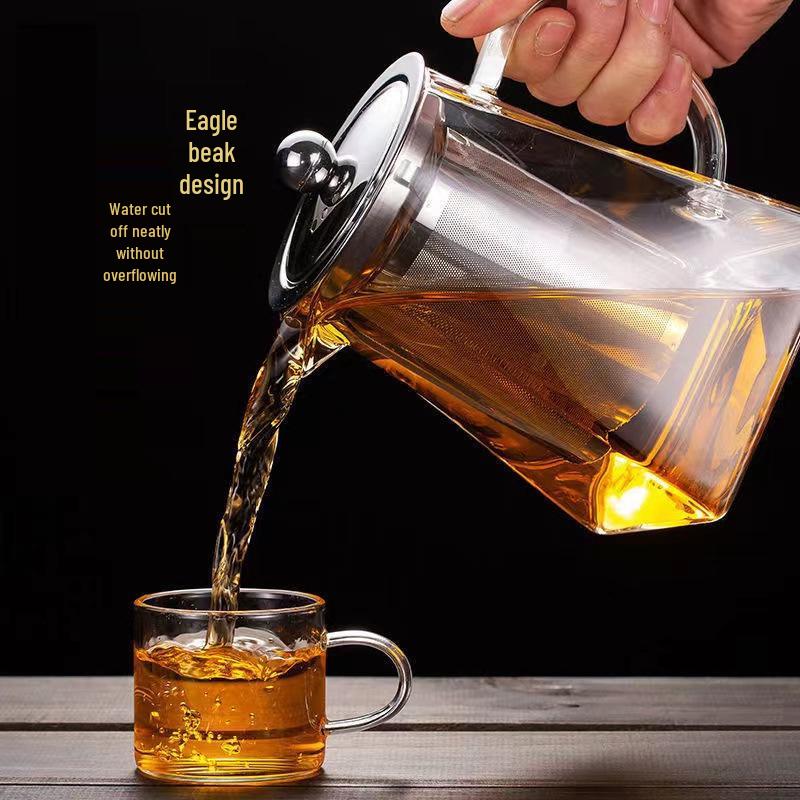 

High-Temperature Resistant Glass Teapot with Stainless Steel Filter, for Flower and Pu er Tea, Round and Square Design. Round and Square ● 350ml
