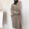 Korean Women's Retro Knitted Long Cardigan - Thick, Loose Fit for Autumn/Winter