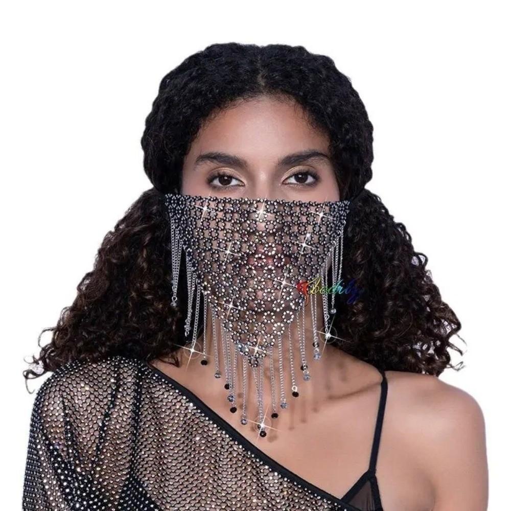 Fischernetz Strassstein Maske Bling Maskenball Maske Zarte Gesichtsbedeckung Nachtclub