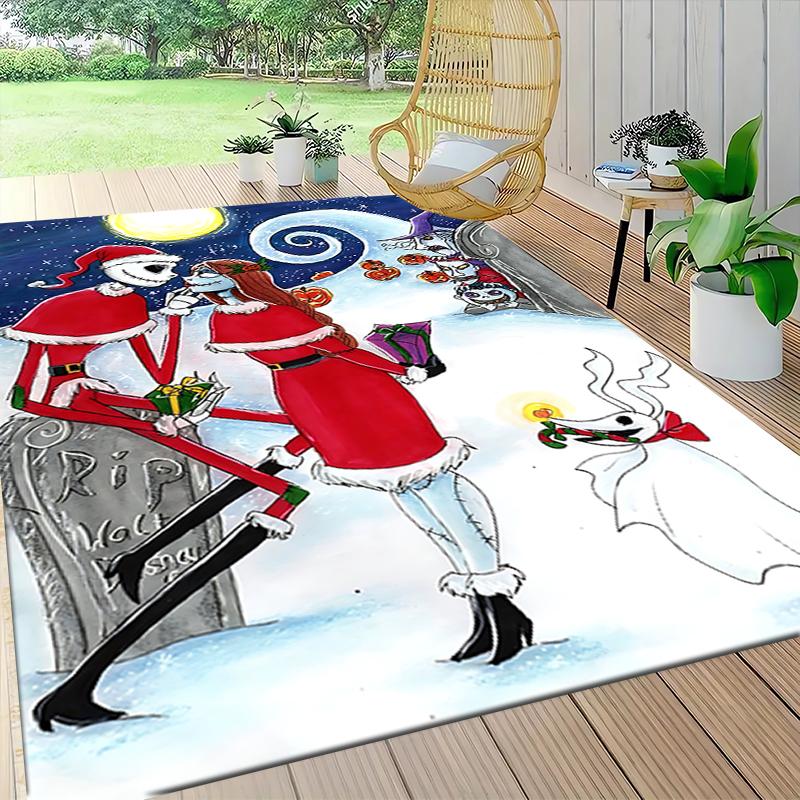 1Pc Jack Sally'S Winter Romance Carpet Rug Soft Washable Antislip Home Living Room Sofa Mats Personalized Christmas Rug
