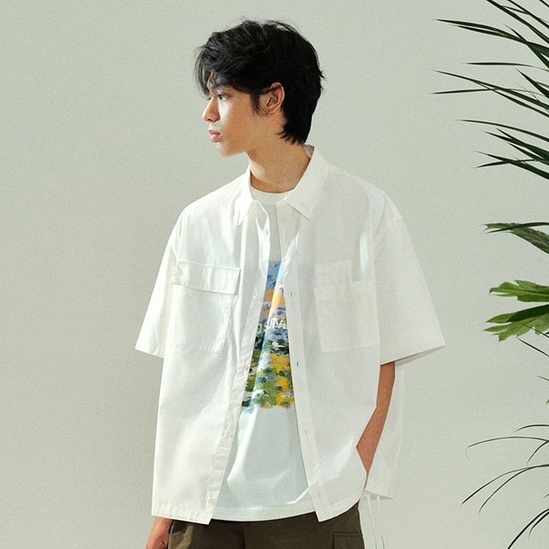 

Мужская рубашка HM 2025 Лето Новая Мода Повседневный Свободный Дизайн Короткий Рукав Многофункциональная Рубашка 1288831