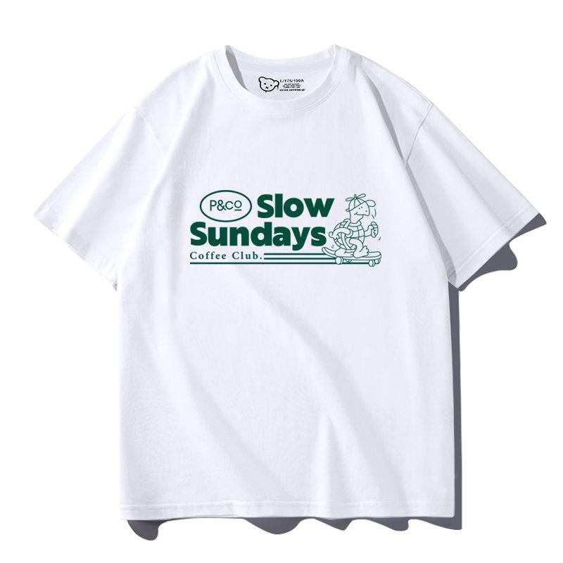 

Slow Sunday American Retro Short-Sleeved T-shirt for Women plus Size Half Sleeve White XXL