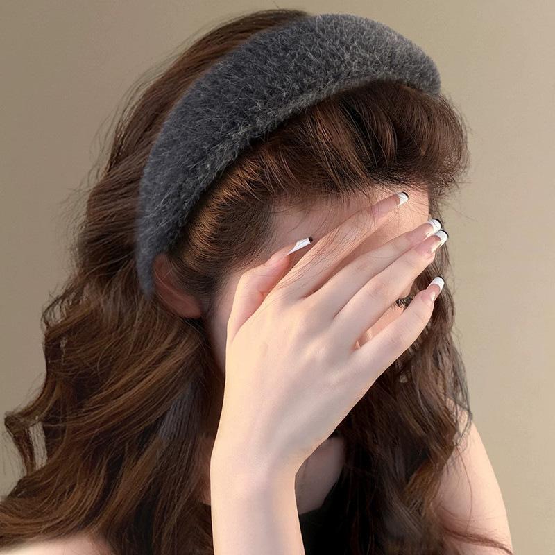 Grauer Ton fauler Retro-Plüsch breiter Kopfbügel modischer Temperament-Kopfbügel hochwertiger Haar-Twister