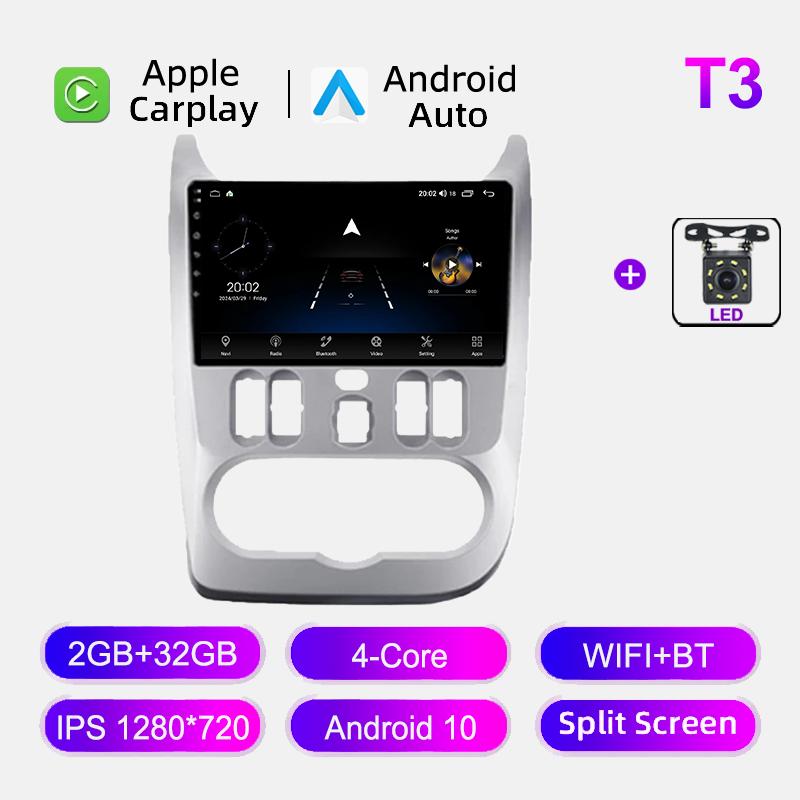 Autoradio für Renault Logan Sandero 2009-2015 für Dacia Duster 2010-2017 für Lada Largus 2012-2020 GPS Navi Multimedia-Player