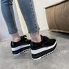 Women's 41-Size British-Style Patent Leather Lace-Up Loafers - Wedge-Heeled Platform, Thick-Soled