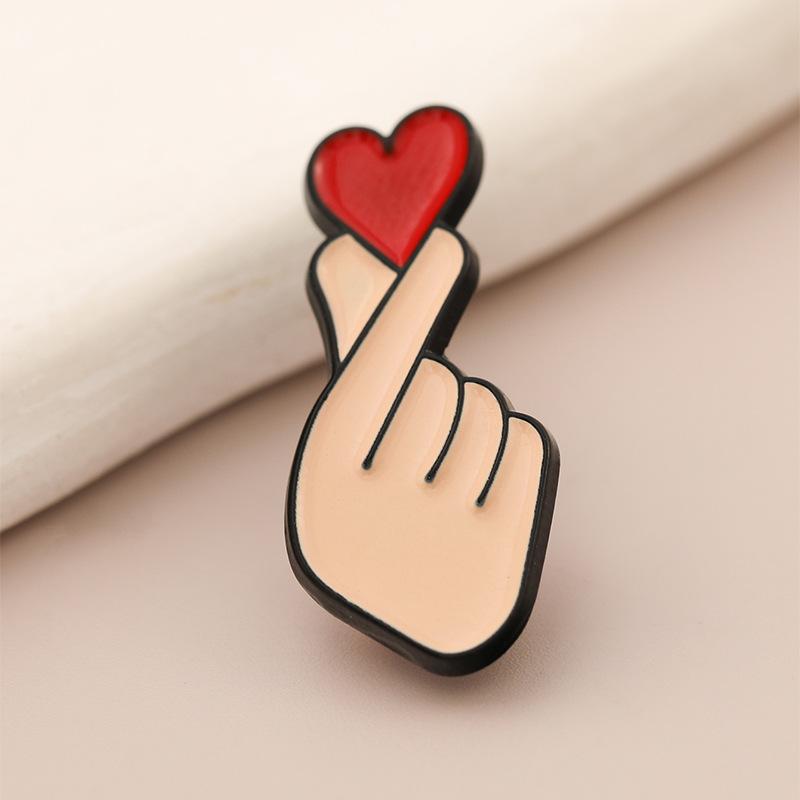 Hand-Herz-Geste Emaille-Pins Benutzerdefinierte Gebärdensprache Anstecknadeln Reversabzeichen Schmuck Geschenk Für Liebhaber