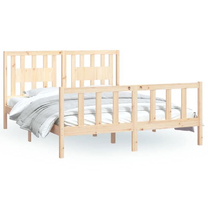 Cadre de lit - Maison Exclusive - Bois de pin massif - 160x200 cm - Marron