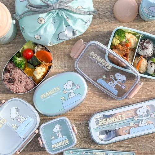 OSK Snoopy Chopstick Case Set with Pull-Out Lid, 16.5cm, Made in Japan, Dishwasher Safe, Sliding Lid, Anti-Slip, Antibacterial, Stylish, Cute Cutlery,