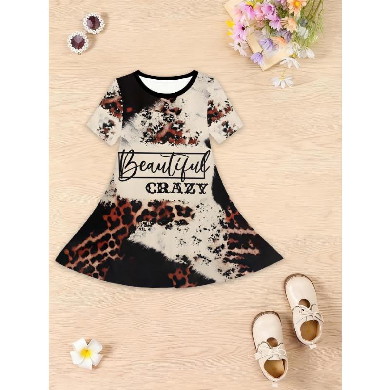 

Girls Princess Dress with Short Sleeves & Oversized - Lightweight Spring Summer Dress Suitable for Birthdays 110