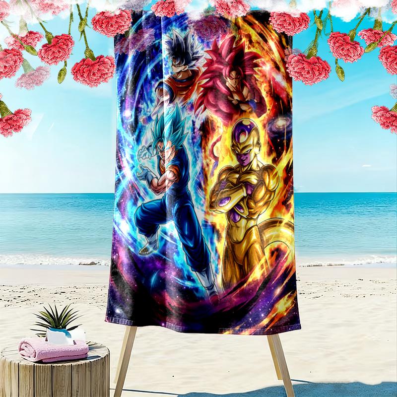 Son-Goku Print Beach Towel, Large Soft Quick Dry Towel for Beach Camping Swimming