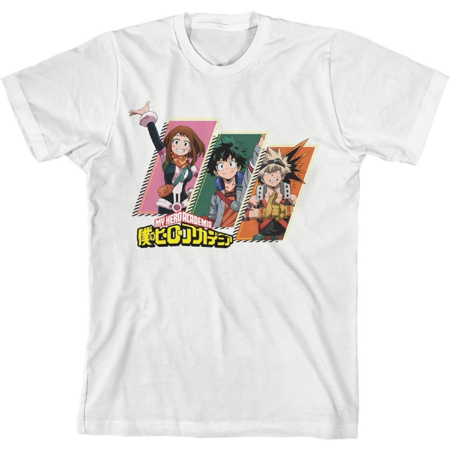 

My Hero Academia Uraraka Deku & Bakugo Crew Neck Short Sleeve Boys White T-Shirt S белый