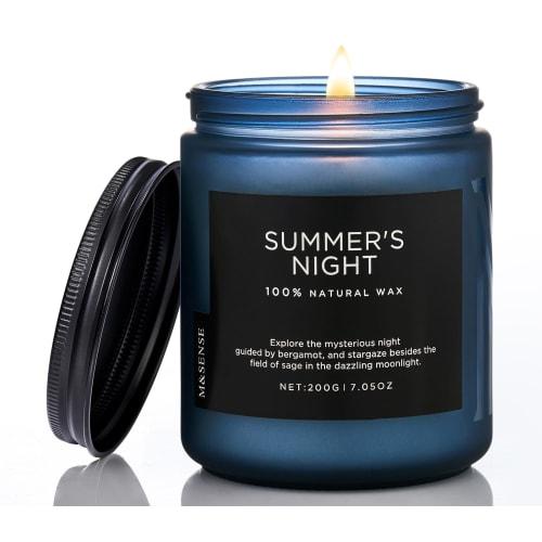 M&SENSE Aromatherapy Candle, Mini Candle, Summer's Night Scent, 50-Hour Burn Time, 200g, Soy Wax Jar Candle, Relaxing Gift for White Day, Valentine's
