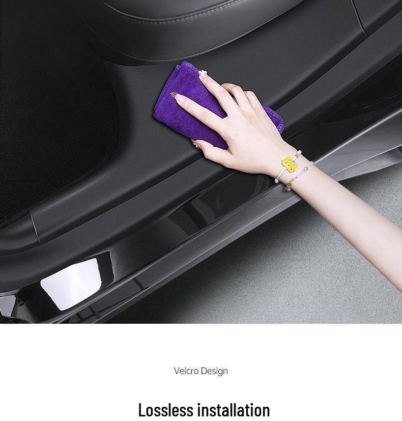 Tesla Model Y Carbon Fiber Rear Seat Corner Anti-Kick Protector Sill Strip