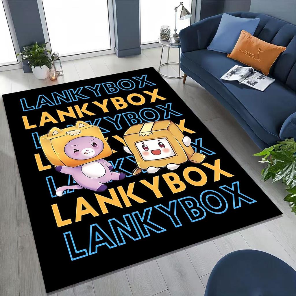 Tappeto Cartoon Lankybox Carino Foxy Boxy Rocky per Camera da Letto Soggiorno Divano Casa Zerbino Decorazione, Tappetino Pavimento Grande Antiscivolo per Bambini