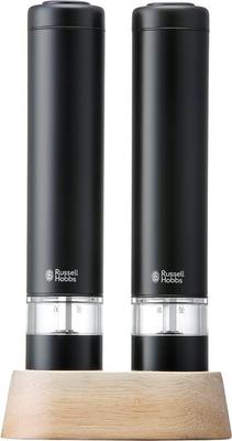 Russell Hobbs Electric Mill Salt & Pepper Rock Salt Pepper Spices Adjustable Coarseness Set of 2 Mini Size Black 7933JP-BK