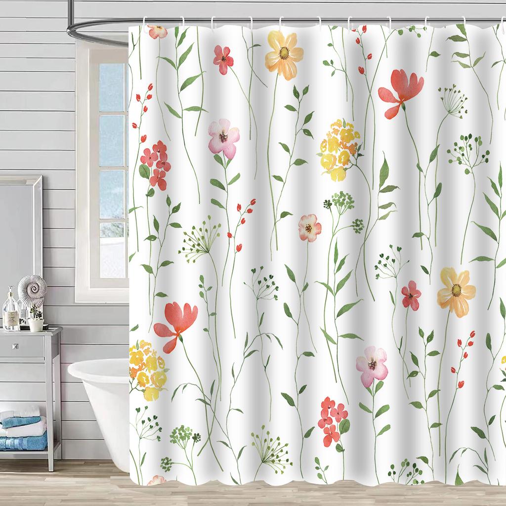 Shower Curtain Waterproof And Mildew-Proof 3D Digital Printing Plant Printing Shower Curtain Child Bathroom Partition Curtain
