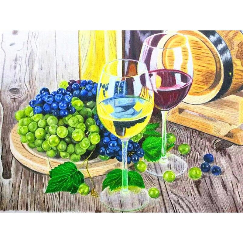 

Новый 5D DIY алмазная живопись вино Алмазная вышивка фрукты вышивка крестиком полная круглая дрель ремесла домашний декор ручной художественный подарок Full Round 15x20CM