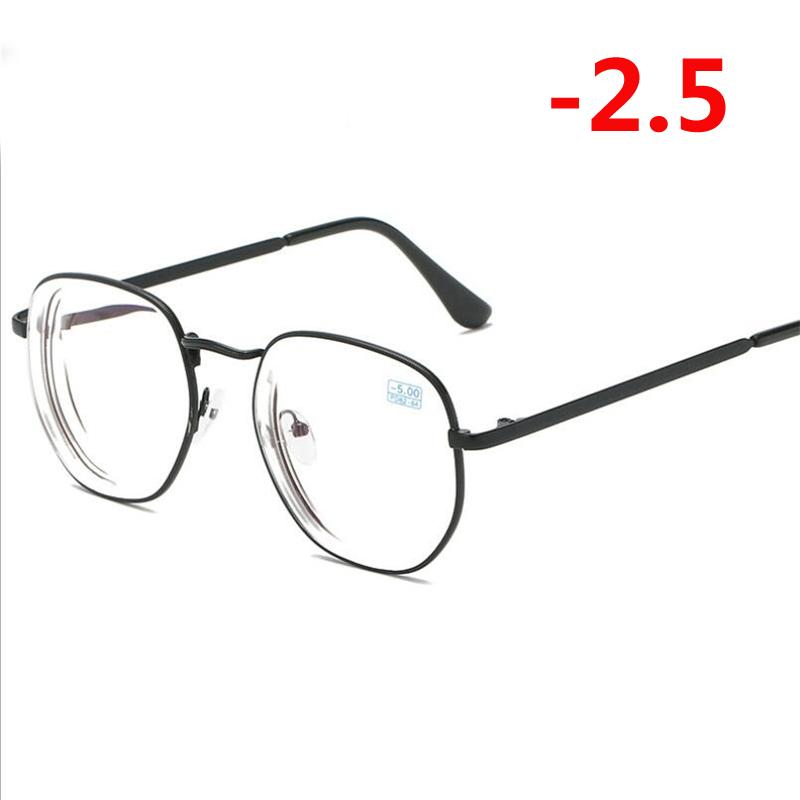 -1.0 -1.5 -2.0 To -6.0 Student Myopia Glasses Finished Golden And Black Frame Blue Film Short Sight Eyewear Prescription Glasses