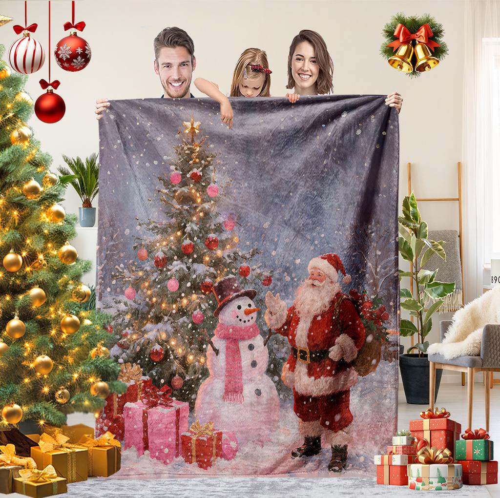 Christmas Cartoon Series Printed Blanket for Sofa Travel Camping Living Room Office Conditioning Blanket for All Seasons Gifts