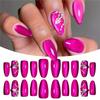 10/30pcs 3D Hot Pink Almond Cat Eye Press On Nails Shiny Diamond French False Nails Medium Length Reusable Cat Eye Fake Nails E4