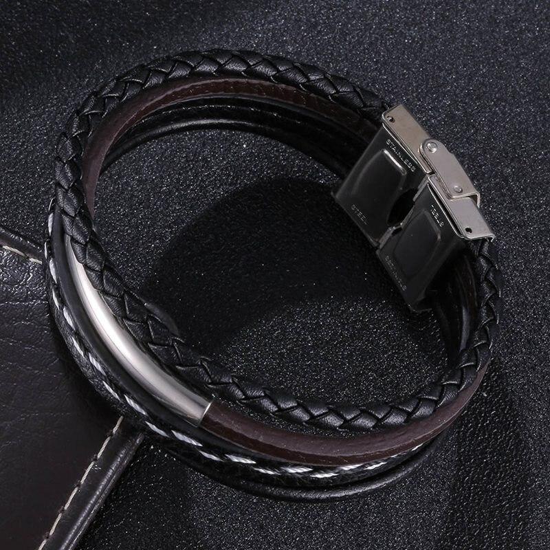 Trendy Leather Bracelet For Men Punk Rock Jewelry Gift Male Wrist Bracelet Jewelry