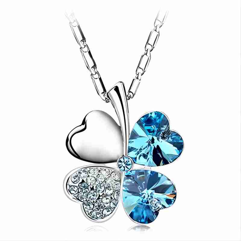 Crystal 4 Four Leaf Leaves Clover Pendant Necklaces Lover Birthday Gift Quality Fashion Jewelry Charm Girl
