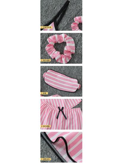 Parent-Child Matching Cotton Pajamas Set - Women's Tank Top & Shorts with Children's 7-Piece Homewear.