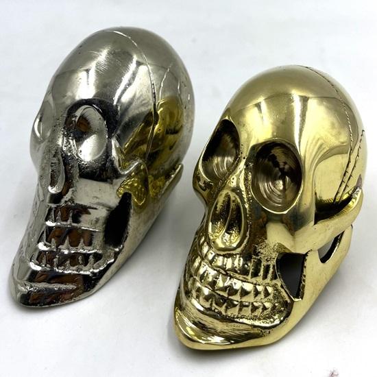 2er-Set, Totenkopf-Stockgriff, nur Messingspitze, zum Anschrauben, Aufsatz für Gehstock, Ersatzgriff für Gehstöcke und Stöcke, Kopfgriff, Messingknopf