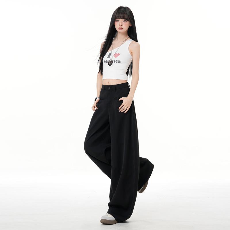 2026 Spring Women's Relaxed Wide-Leg Casual Pants: Loose, Versatile, Floor-Length Salt-Style Design