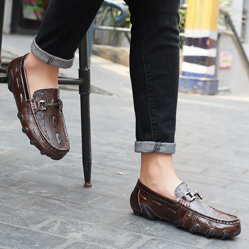 Men's Leather Moccasins Slip On Casual Shoes Loafers Driving Shoes