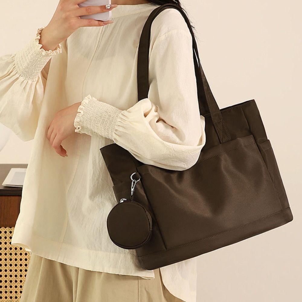 Large Capacity Nylon Cloth Shoulder Bag Versatile Commuting Handbag Casual Canvas Tote Bag Girls