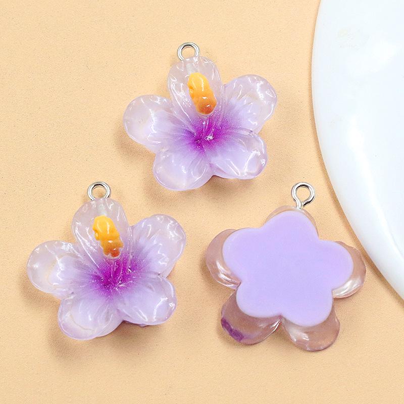 DIY Resin Plant Charm: Transparent Lotus & Cherry Blossom Five-Petal Flower Pendants