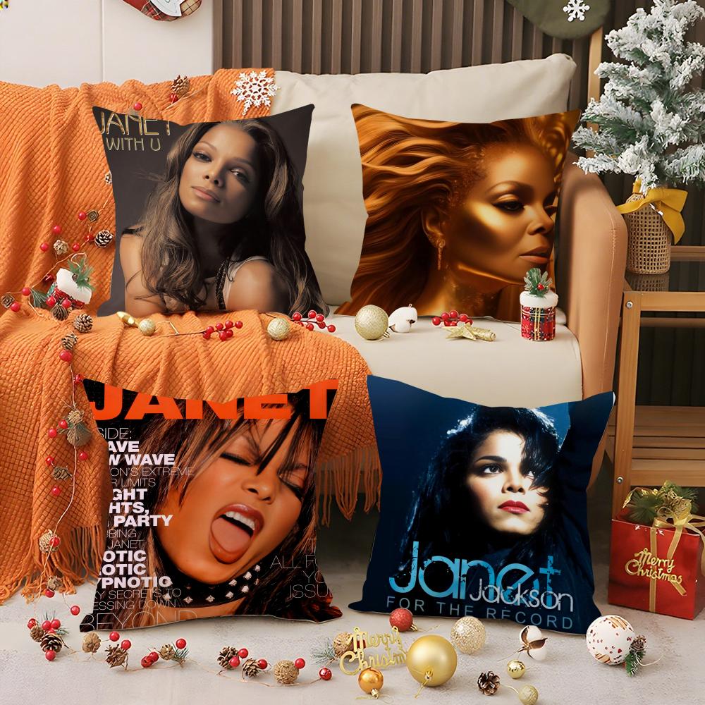 Cute J-JanetS J-JacksonS Pillow Case Silky Elegant Comfort Sofa Bed Invisible Zipper