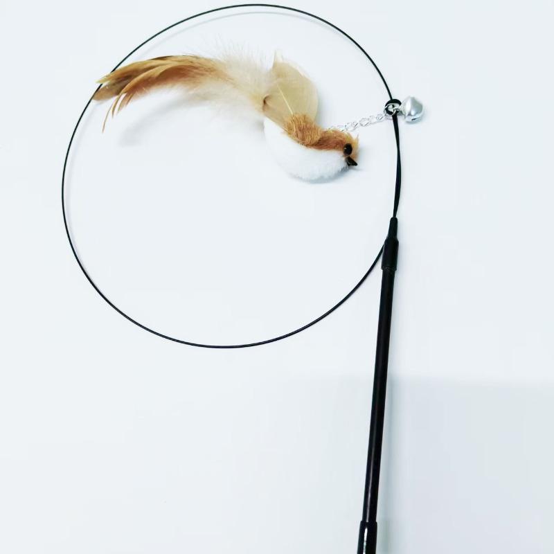 

Маленькая птичка, Стальная проволока, Длинная палочка, Игрушка для кошки, Точение зубов, Прочная, Сменная головка, Кошачья присоска, Кошка с большим пером коричневый