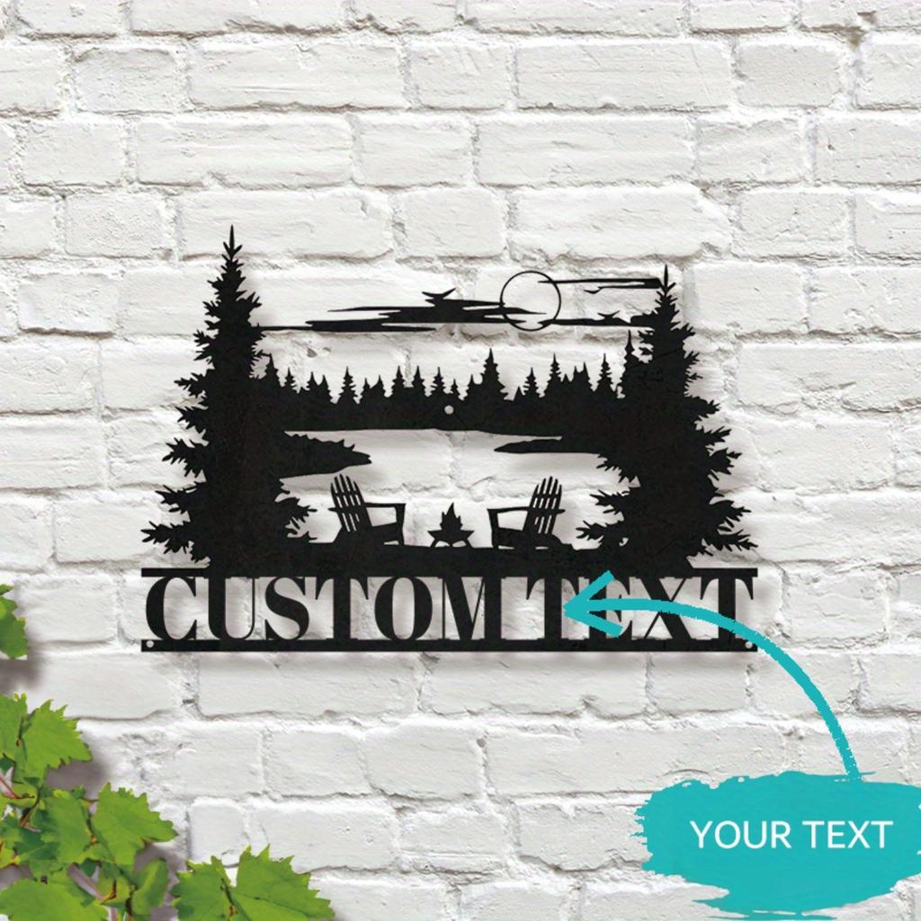 Arte de Parede Personalizada em Ferro Metálico 3D Decoração de Acampamento Personalizada Design de Cadeira de Camping Rústica para Interior Exterior