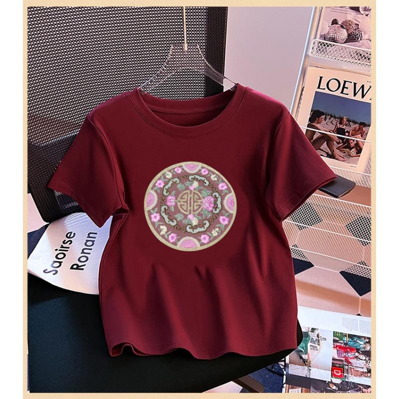 VEZFAA Damenmode Casual Sommer Frühling Blumenmuster Druck Kurzarm O-Ausschnitt Blusen & Hemden