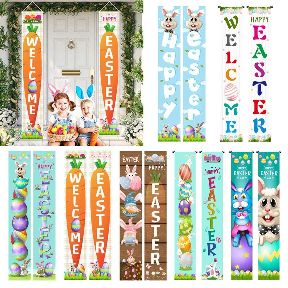 

Полиэстер висит флаг фон крыльцо висячие украшения новый пасхальный баннер на дверь домашний сад