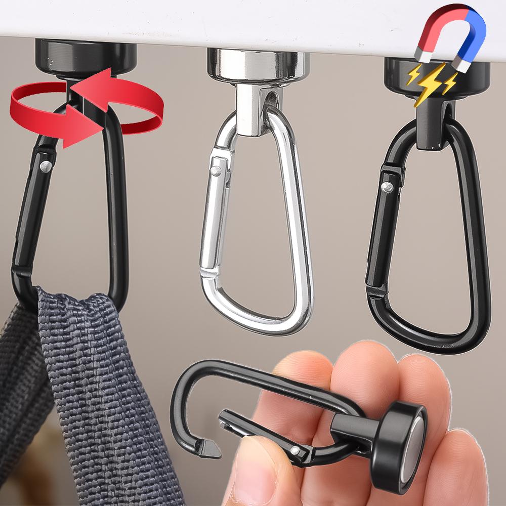 1/3/6pcs Strong Neodymium Magnetic Hook Heavy Duty 360° Rotatable Carabiner Magnet Hooks Home Kitchen Bathroom Hanging Hangers