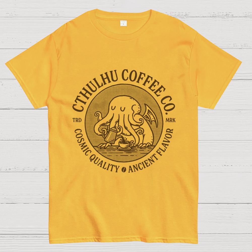 Cthulhu Coffee Co Unisex 100% Cotton Summer Casual Cool Loose T-Shirt