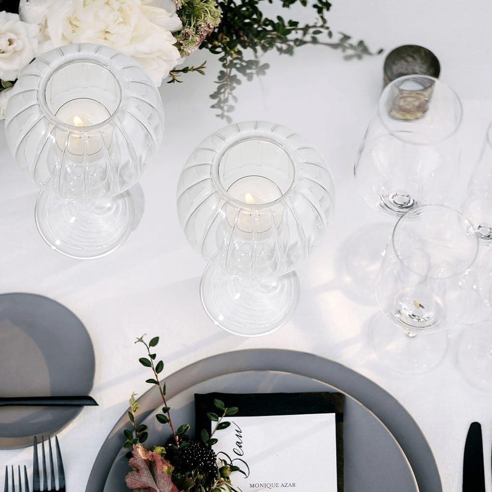 Nordic Transparent Desk Lamp Shaped Glass Candle Holders Creative Modern Style Candle Holder for Table Centerpiece Wedding Decor