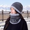 Winter New Hat Scarf Set Fleece Thickened Cycling Warm Snow Hat Outdoor Cold-proof Pullover Hat