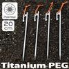 PolariSign 20cm Titanium Segs, Set of 12, Lightweight Camping Segs, Titanium with Reflective Rope, for Tents and Tarps, Set of 4, 6, 8, 12, or 16