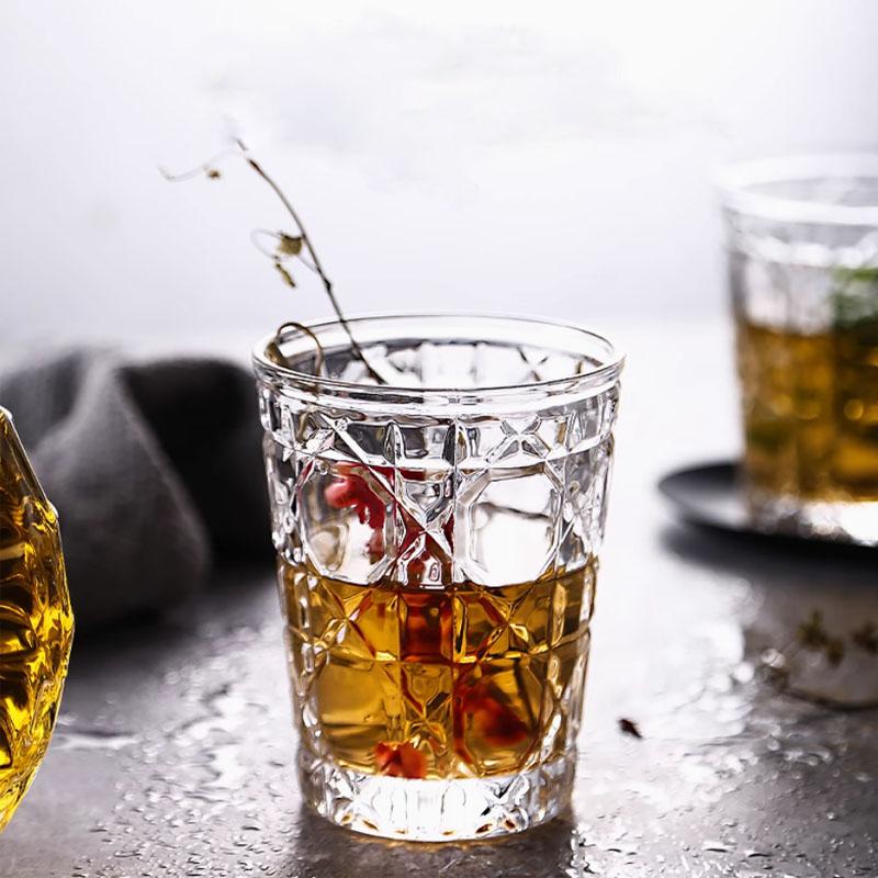 1 Set of Retro Ins Light Luxury Niche Diamond Patterned Western Style High End Crystal Cups Water Cups Milk Cups Coffee Cups