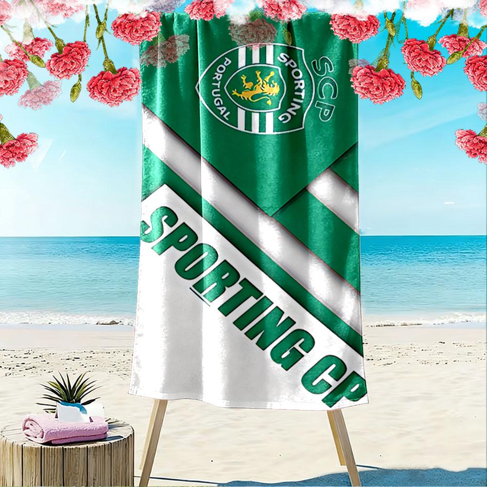 Giant Beach Blanket with Sporting CP Lisbon Football Crest, Quick Dry Microfiber, Soft Portable, for Beach Pool Travel