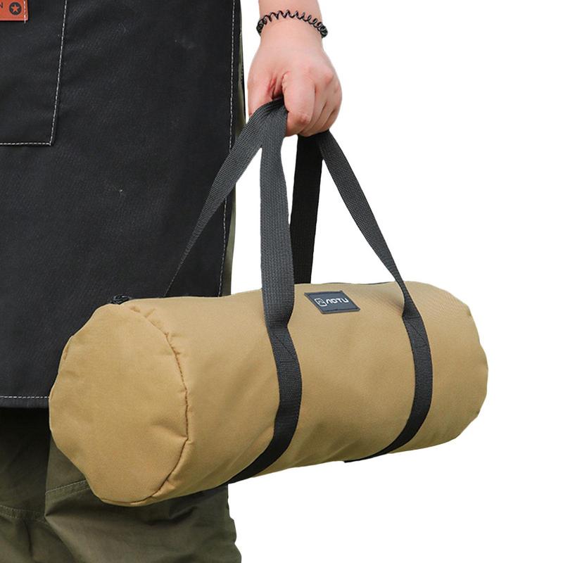 Camping Stake Bag Canvas Double Layer Tent Stake Bag Tent Accessories Ground Nail Storage Bag For Outdoor Camping Canopy Bag