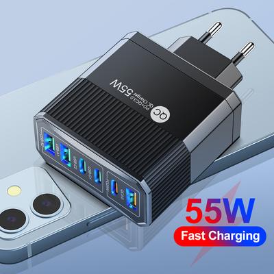 Muti 6 Ports Charger KR Plug USB Type C Fast Charging PD Mobile Phone High Speed Wall Adapter Korean Regulation for Samsung S23