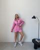 Casual Women's Solid Color Set, Long-sleeved Zipper Cardigan Jacket, Women's Elastic Shorts Two-piece Set