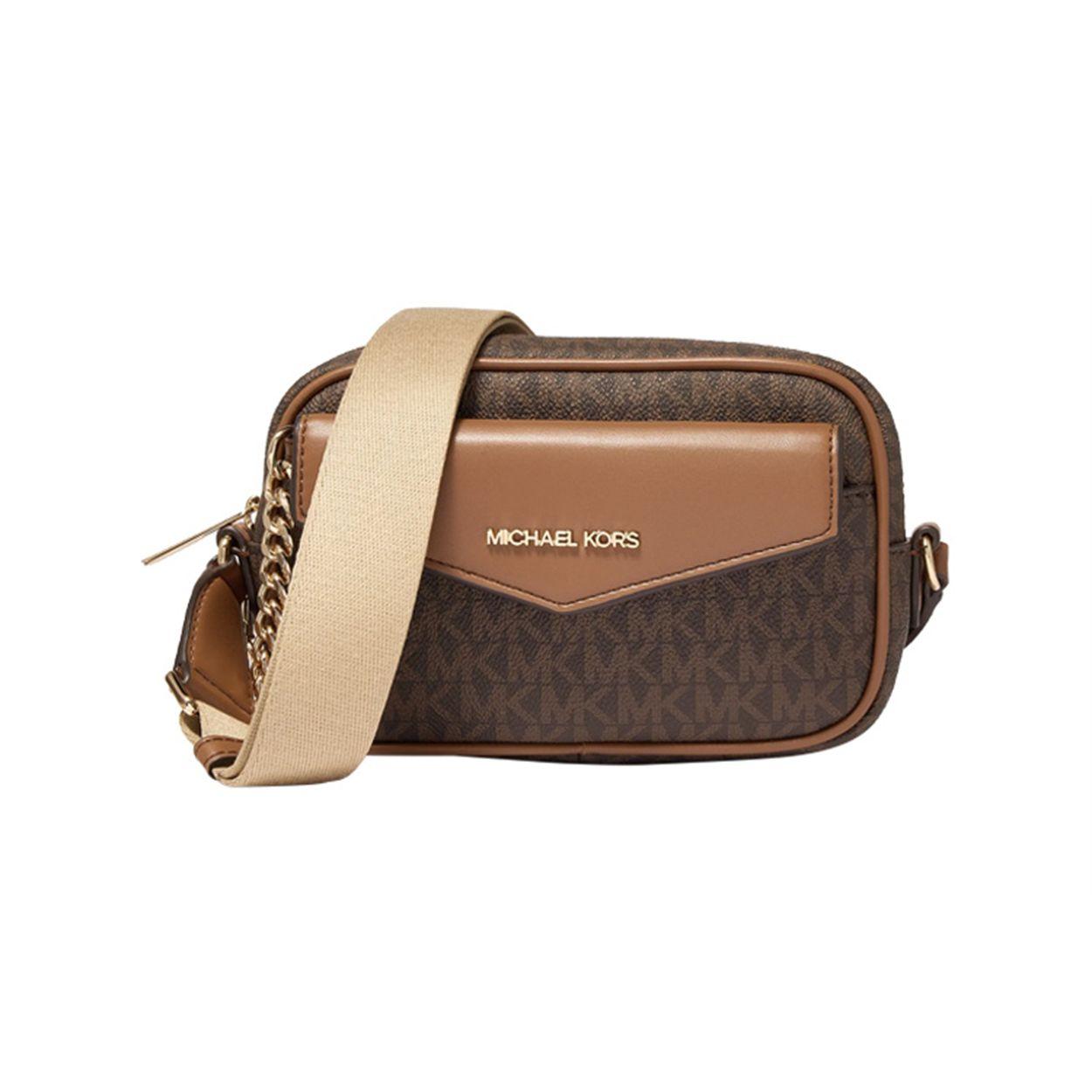 Michael Kors Maisie Monogram Camera Bag Women crossbody bag Dark-Brown Acorn-Brown 35S4G5MC1B200 Basic Set (Bag+Dust Bag)