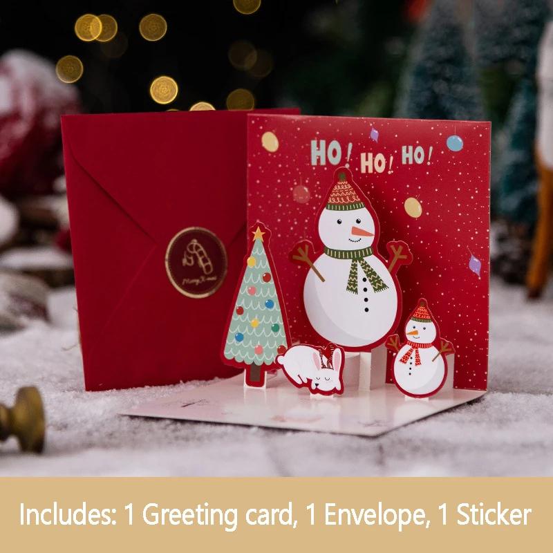 3 Stück Frohe Weihnachten 3D Grußkarte Wintergeschenk Umschlag Postkarte
